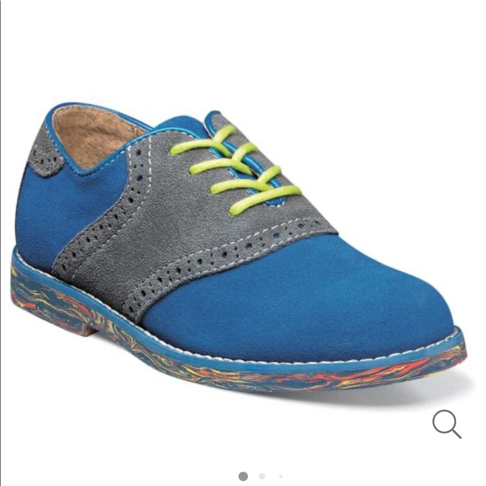 Florsheim Boys Dress Shoe Blue Suede Saddle 12M
